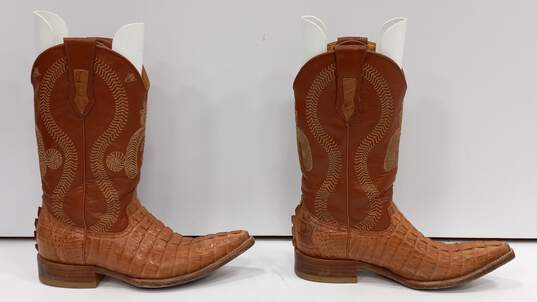 Men's Caiman Leather Pointed Toe Western Boot Sz 7 image number 1