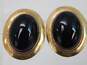 14K Yellow Gold Onyx Cabochon Oval Omega Clip Post Earrings 6.5g image number 1
