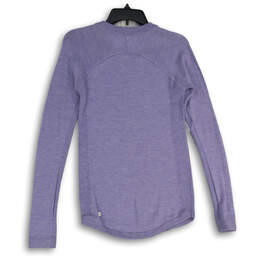 Womens Purple Crew Neck Long Sleeve Activewear Pullover T-Shirt Size 4 alternative image