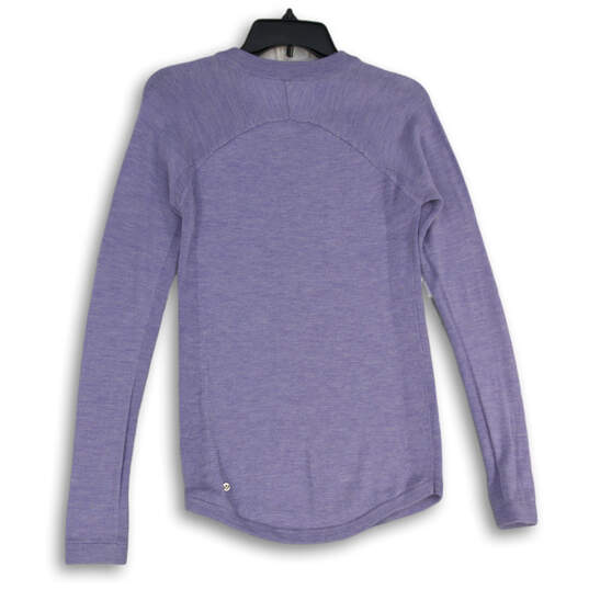 Womens Purple Crew Neck Long Sleeve Activewear Pullover T-Shirt Size 4 image number 2