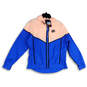 NWT Womens Pink Blue Hooded Full-Zip Windbreaker Jacket Size Medium image number 1