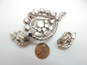 Vintage Icy Clear Rhinestone Brooch & Earrings Demi Parure 34.9g image number 2
