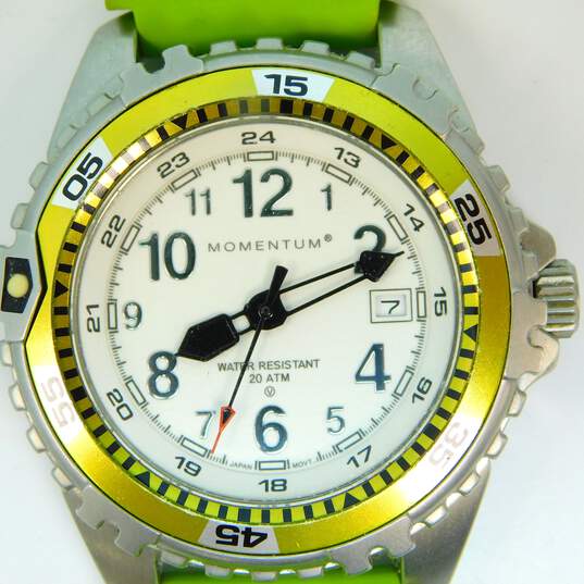 Momentum Canada CN Series 50025 Lime Green Date Stainless Steel Rubber Strap Mens Watch 85.2g image number 8