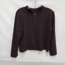 St. John WM's Burgundy Cropped Rib Paneled Mock Neck Sweater Size M alternative image