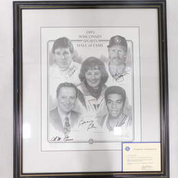 1995 Wisconsin Sports Hall of Fame Signed George Pollard Lithograph /155 w/ COA Robertson Yount McGuire Blair Jansen