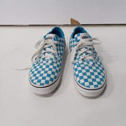 Vans Teal/White Checkerboard Pattern Slip-On Sneakers Youth Size 6
