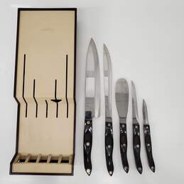 Vintage CUTCO 5-piece Knife Set & Wall Rack