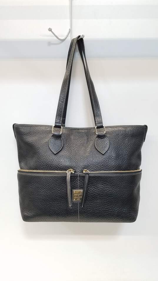 Dooney & Bourke Black Pebbled Leather Double Zip Pocket Tote Bag image number 6