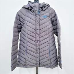 The North Face Lamoille 550 Down Jacket Hooded Quilted Puffer Coat Gray Women's Size S