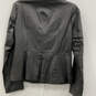 NWT Womens Black Leather Long Sleeve Button Front Motorcycle Jacket Size L image number 1