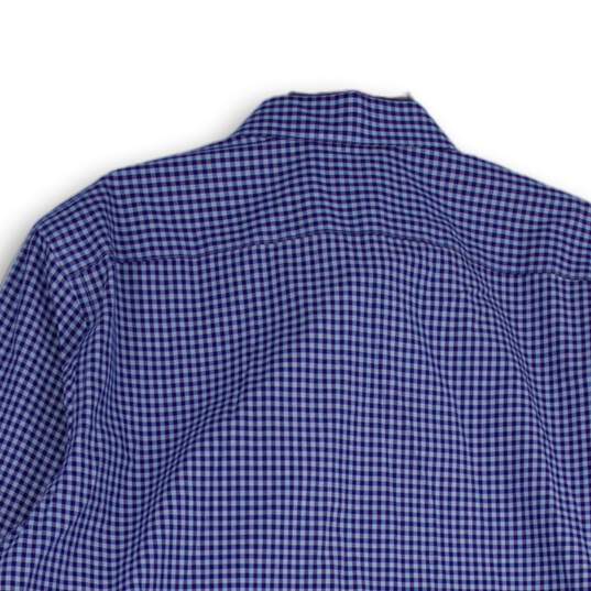 NWT Banana Republic Mens Blue Checked Collared Long Sleeve Button-Up Shirt Sz XL image number 4