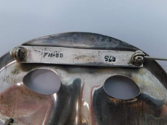 Vintage Taxco Sterling Silver Mask Star Dangle Brooch & Drop Earrings 37.1g image number 4