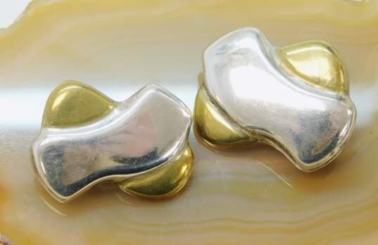 Vintage Taxco Sterling Silver Modernist X Shape Clip On Earrings 18.8g image number 2