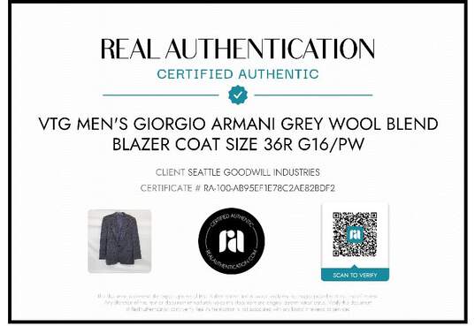 Vtg Men's Giorgio Armani Gray Wool Blend Blazer Coat Size 36 R image number 7