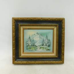 Vintage Artist Signed Framed Winter Landscape Oil Painting Art Piece
