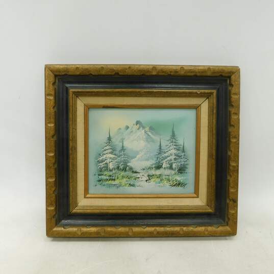 Vintage Artist Signed Framed Winter Landscape Oil Painting Art Piece image number 1