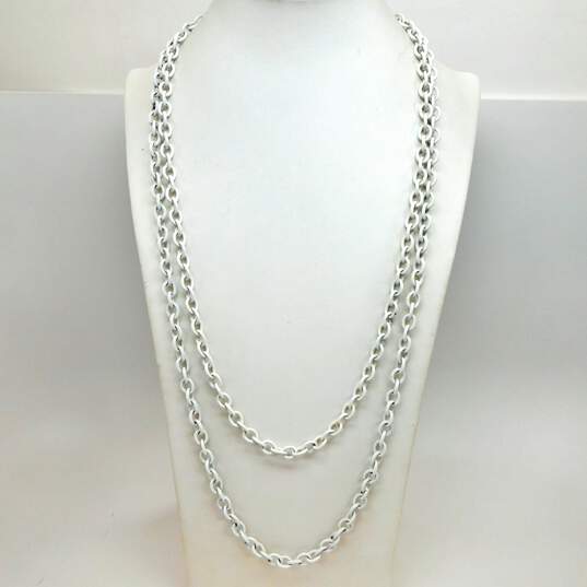 Vintage Crown Trifari Goldtone & White Enamel Twisted & Smooth Cable Multi Chains Layered Necklace 92.6g image number 2