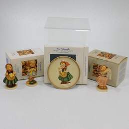 VTG Goebel Hummel Figurines IOB A Stitch In Time Wash Day Chicken Licken & Plate