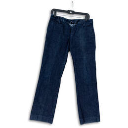 Womens Blue Denim Stretch Pockets Dark Wash Wide Leg Jeans Size 6A