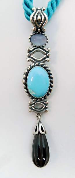 Carolyn Pollack 925 Moonstone, Turquoise & Smoky Quartz Pendant Necklace 18.1g alternative image