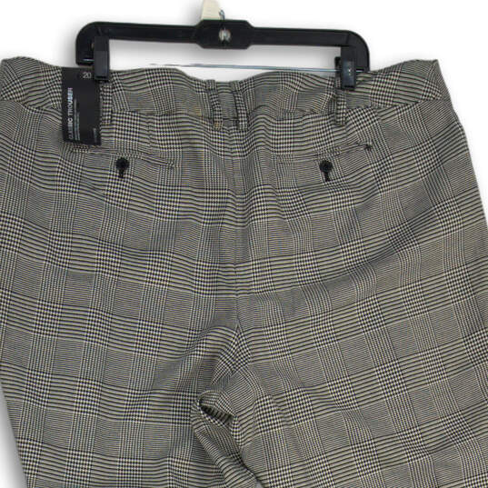 Womens Black White Plaid Flat Front Classic Fit Trouser Pants Size 20 image number 4