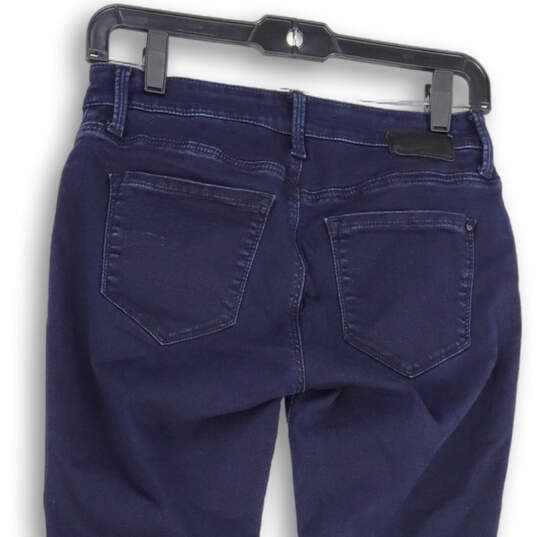 Womens Blue Denim Pockets Dark Wash Stretch Skinny Leg Jeans Size 27/28 image number 4