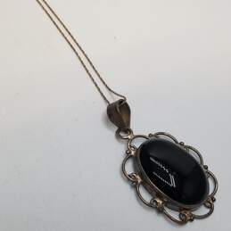Sterling Silver Onyx Pendant Necklace 16.4g