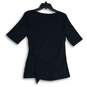 NWT Lands' End Womens Black Short Sleeve Tie Front Pullover Blouse Top Size 6-8 image number 2