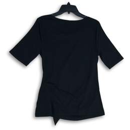 NWT Lands' End Womens Black Short Sleeve Tie Front Pullover Blouse Top Size 6-8 alternative image