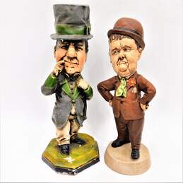 VNTG Unbranded Chalkware Statues of Laurel and Hardy (Set of 2)