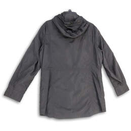 Womens Black Long Sleeve Flap Pocket Hooded Full-Zip Rain Coat Size Large alternative image