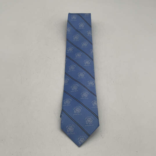 Mens Blue Silk Plaid Erin Hills Print Adjustable Pointed Necktie image number 1