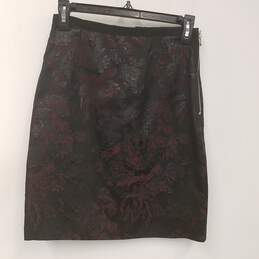 Womens Black Floral Embossed Side Zip Corset Straight & Pencil Skirt Sz 38