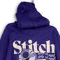 Womens Purple Stitch Long Sleeve Kangaroo Pocket Full-Zip Hoodie Size 2X image number 4