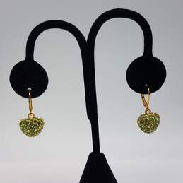 Joan Rivers CC Gold Tone Crystal Heart Dangle Earrings w/Box 9.8g
