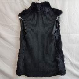 Women's black rabbit fur blend vest alternative image