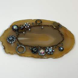 Designer Liz Palacios Silver-Tone Multicolor Stones Charm Bracelet