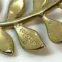 Designer Stella & Dot Gold-Tone Vine Rhinestone Leaf Shiny Cuff Bracelet image number 5