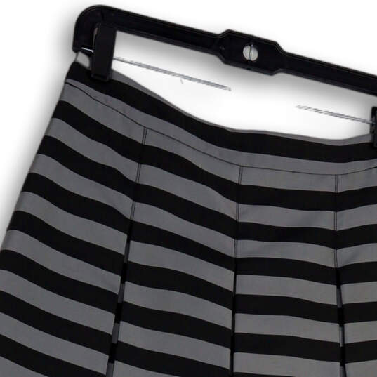 Womens Gray Striped Regular Fit Flat Front Elastic Waist A-Line Skirt Sz 6 image number 3