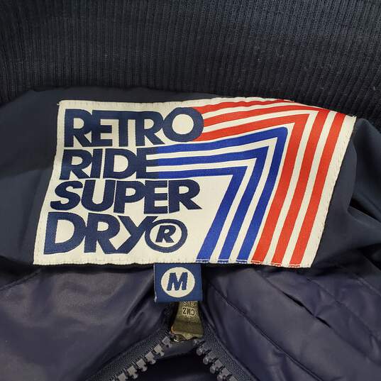 Superdry Retro Ride Blue Hooded Bomber Jacket Men's Size M image number 5