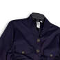 Womens Blue Long Sleeve Ruched Pockets Button Front Utility Jacket Size XL image number 3