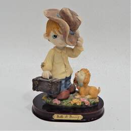 Precious Moments Belle & Benny brown haired boy with dog and brown hat figurine