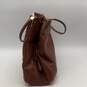 Womens Brown Leather Double Compartment Single Strap Zip Shoulder Bag image number 5