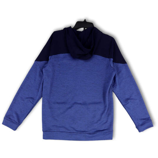 Mens Blue Drawstring Long Sleeve Pockets Stretch Full-Zip Hoodie Size Small image number 2