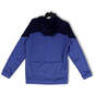 Mens Blue Drawstring Long Sleeve Pockets Stretch Full-Zip Hoodie Size Small image number 2