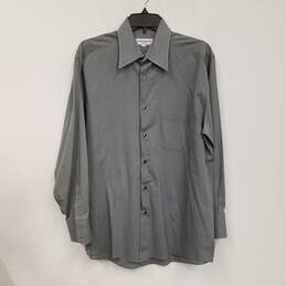 Yves Saint Laurent Mens Gray Pockets Long Sleeve Collared Dress Shirt Size 42
