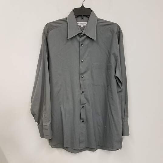Yves Saint Laurent Mens Gray Pockets Long Sleeve Collared Dress Shirt Size 42 image number 1