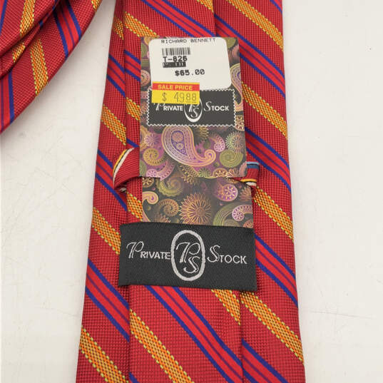 Mens Multicolor Silk Striped Four In Hand Adjustable Designer Necktie image number 3