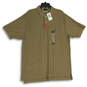 NWT Mens Brown Classic Fit Spread Collar Short Sleeve Deck Polo Shirt Sz L image number 1