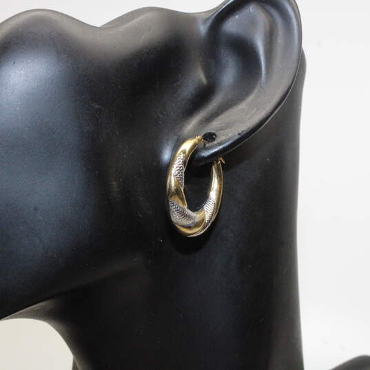 Michael Anthony 10K Yellow & White Gold Hoop Earrings - 2.37g image number 2